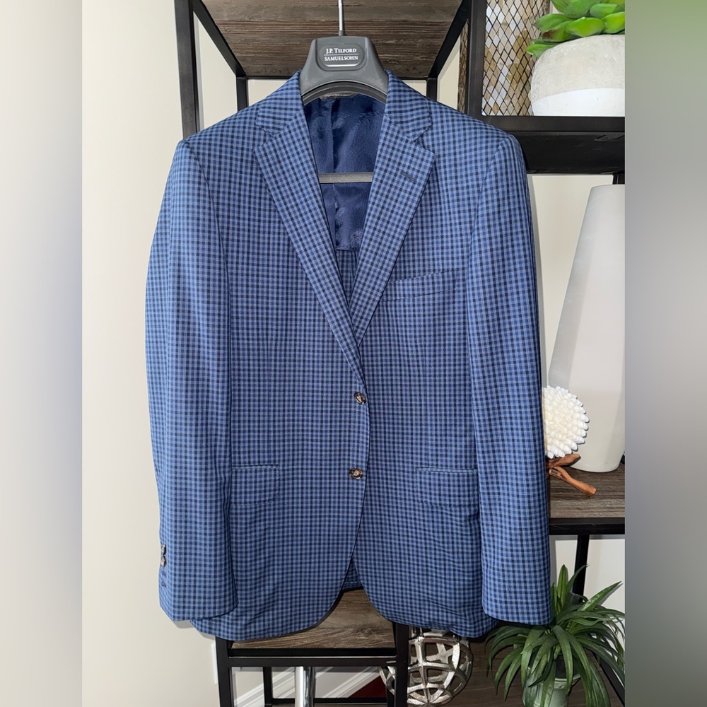 Samuelsohn Blue Check Sport Coat Blazer